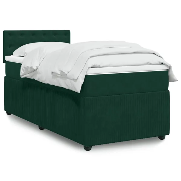 Sommier à lattes de lit avec matelas Vert foncé 90x200 cm