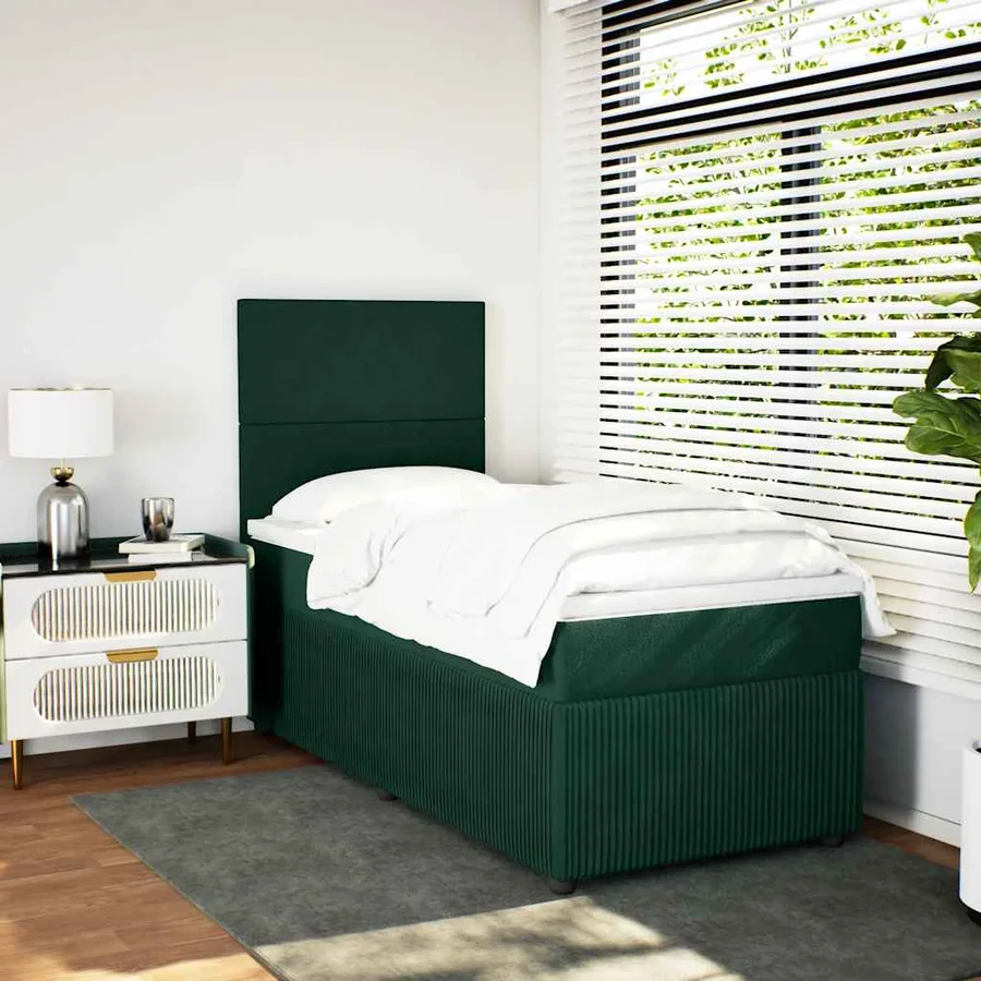 Sommier à lattes de lit avec matelas Vert foncé 90x200 cm - 3