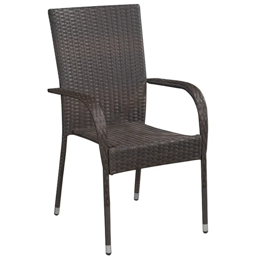 Ensemble à manger de jardin 9 pcs Marron et noir - 3
