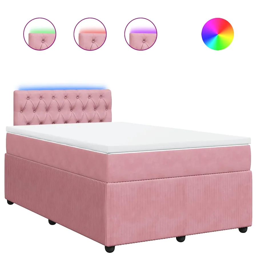 Sommier à lattes de lit avec matelas rose 120x190 cm velours - 2
