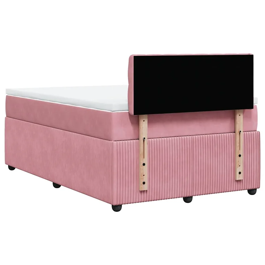 Sommier à lattes de lit avec matelas rose 120x190 cm velours - 8