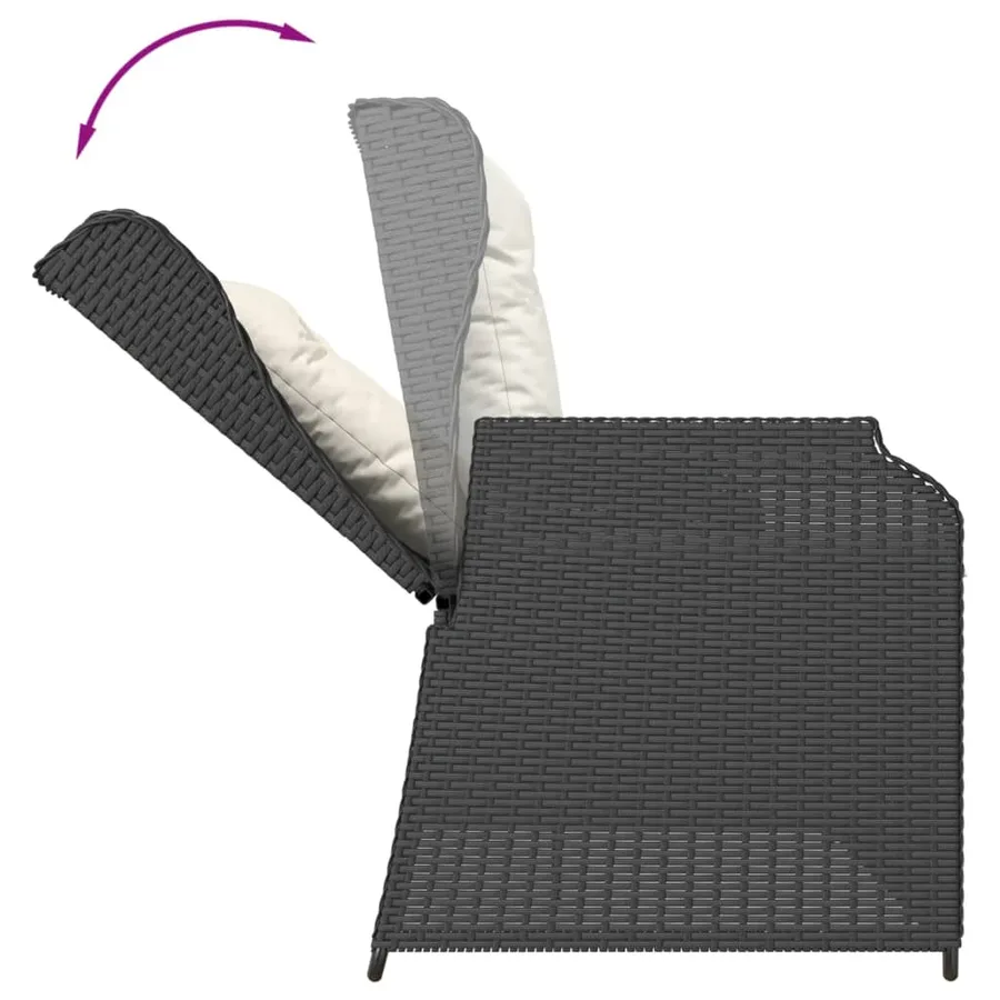 Salon de jardin 6 pcs avec coussins Noir Résine tressée - 9