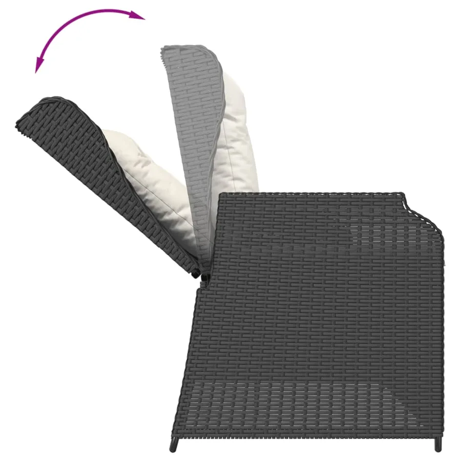 Salon de jardin 6 pcs avec coussins Noir Résine tressée - 8