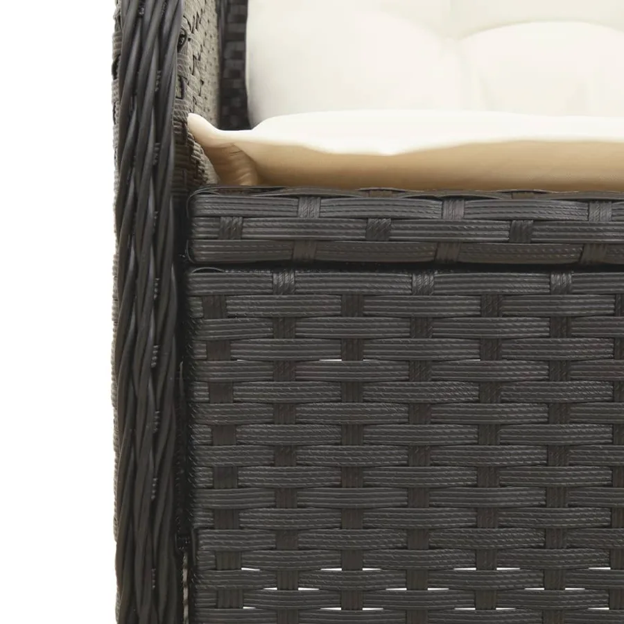 Salon de jardin 6 pcs avec coussins Noir Résine tressée - 10