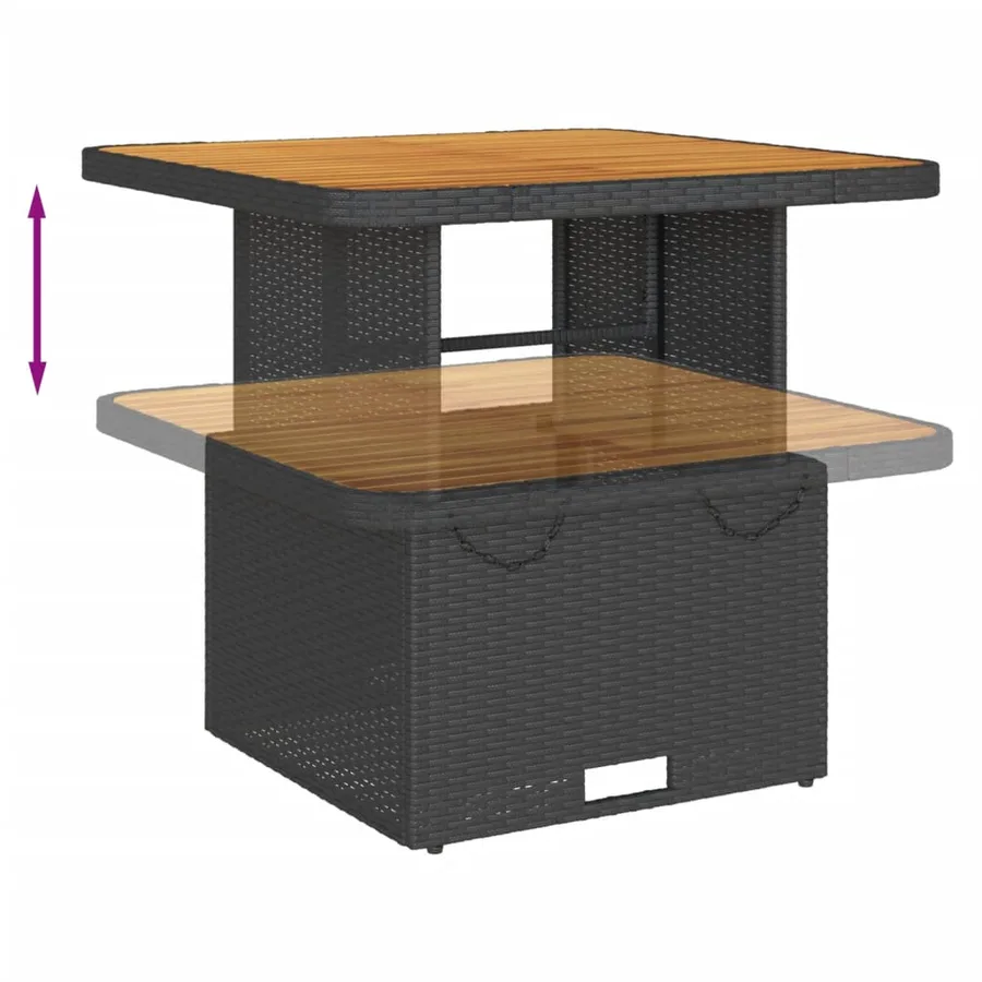 Salon de jardin 6 pcs avec coussins Noir Résine tressée - 9