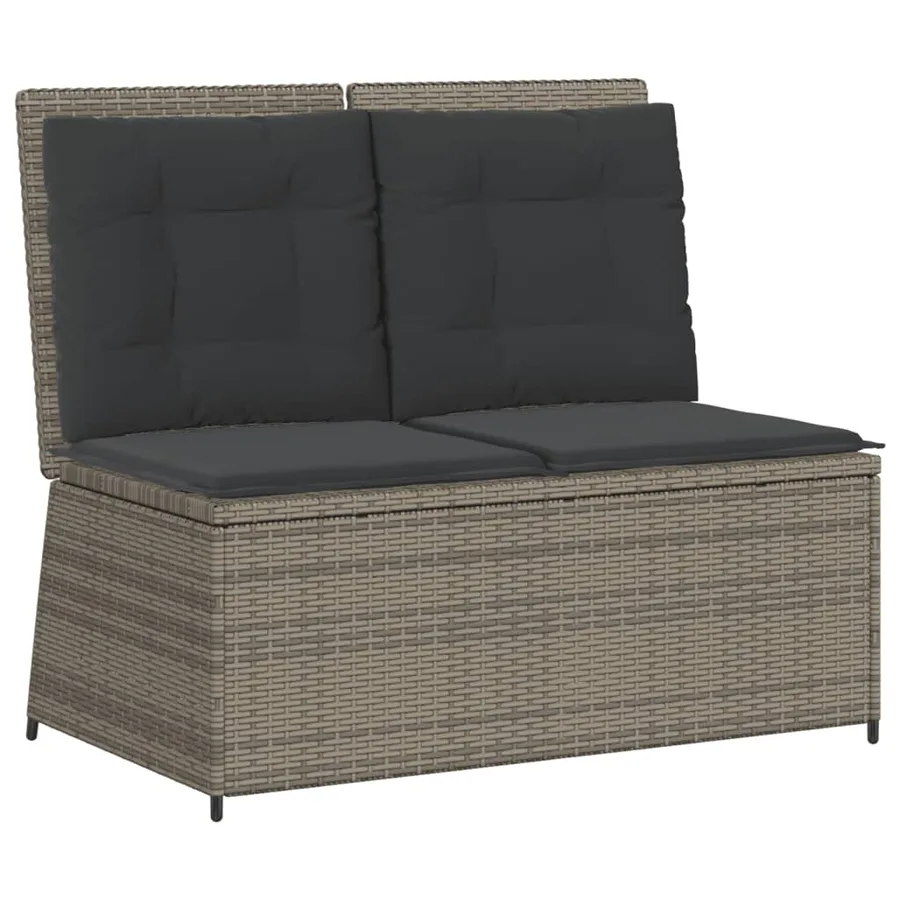 Salon de jardin 7 pcs avec coussins Gris Résine tressée - 5