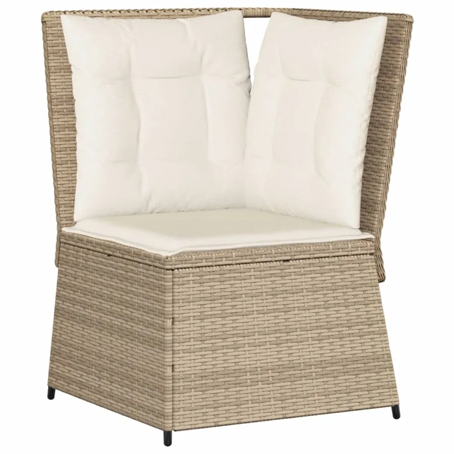 Salon de jardin avec coussins 4 pcs beige résine tressée - 5