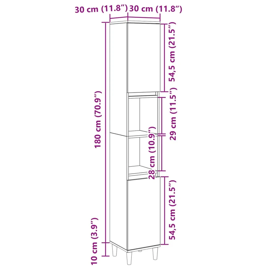 Armoire salle de bain chêne sonoma 30x30x190 cm - 10