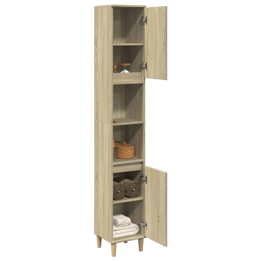 Armoire salle de bain chêne sonoma 30x30x190 cm - 3