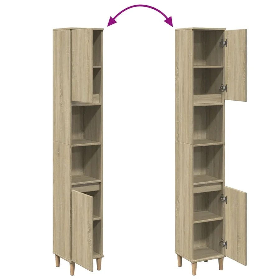 Armoire salle de bain chêne sonoma 30x30x190 cm - 7