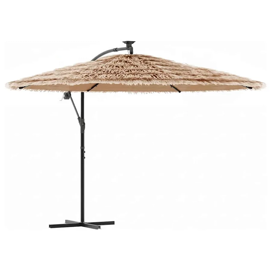 Parasol de jardin avec LED et mât en acier marron 246x246x230cm - 2