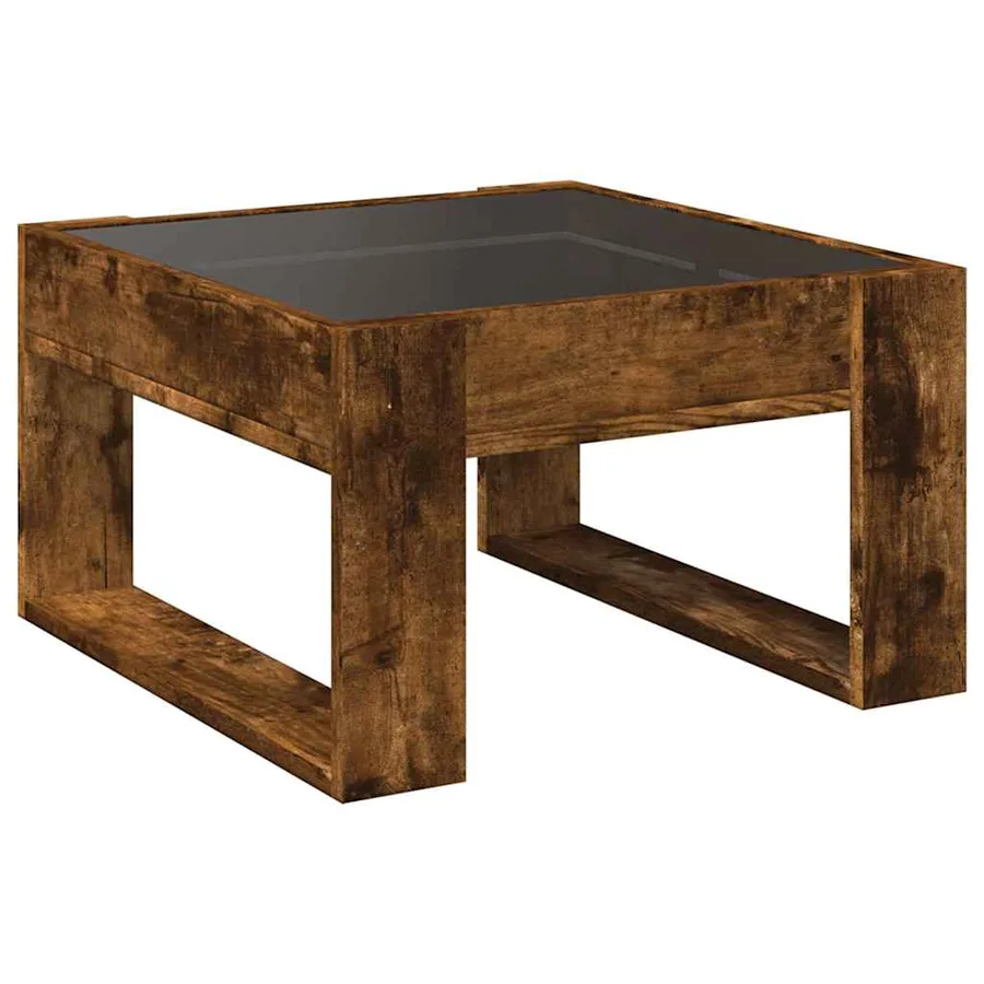 Table basse avec LED infini chêne fumé 50x53x30 cm - 8