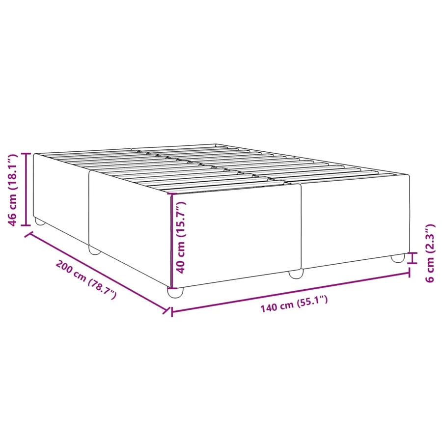 Cadre de lit sans matelas noir 140x200 cm tissu - 9