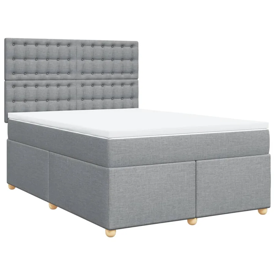 Sommier à lattes de lit avec matelas Gris clair 160x200cm Tissu - 2