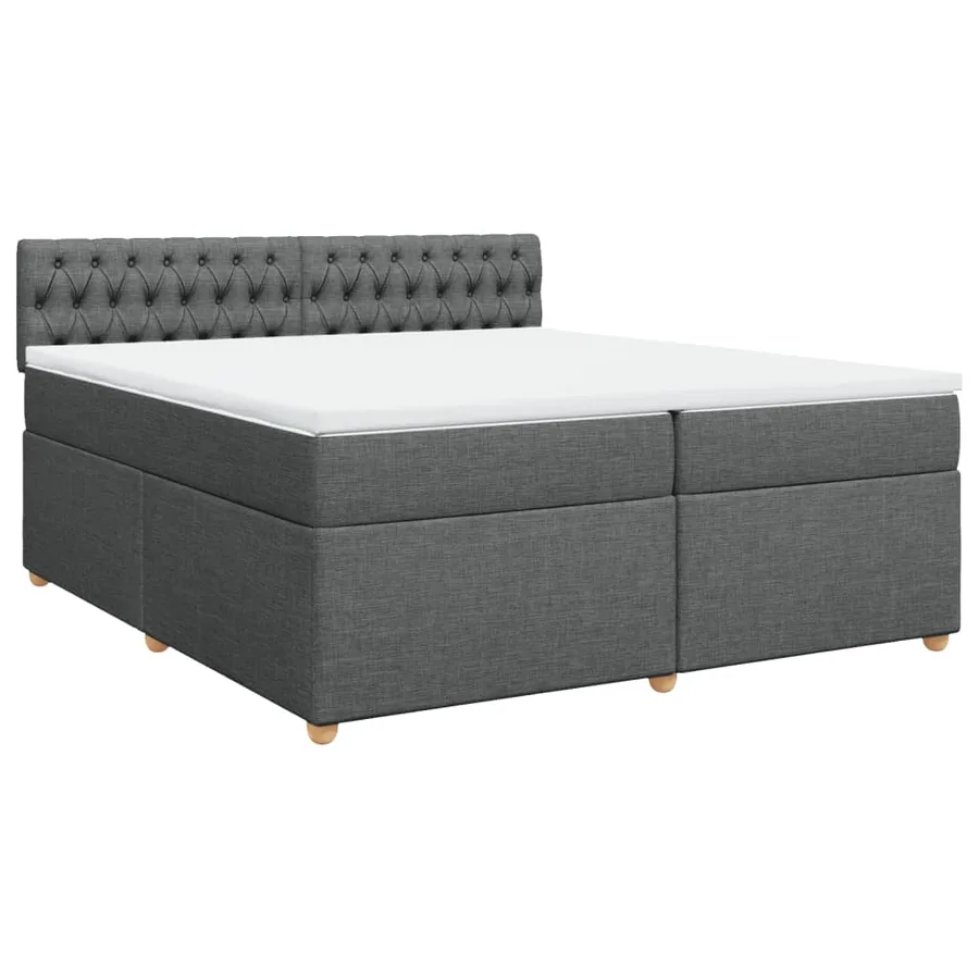 Sommier à lattes de lit avec matelas Gris foncé 200x200cm Tissu - 2