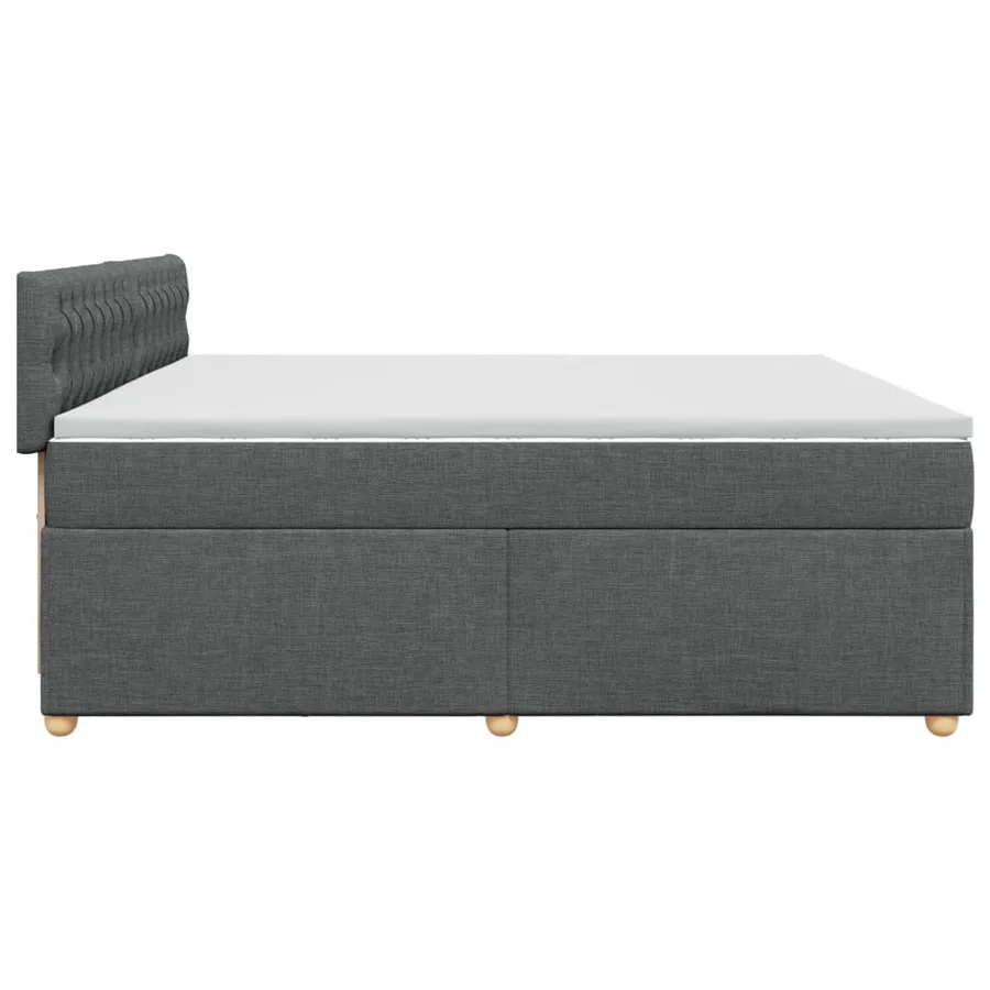 Sommier à lattes de lit avec matelas Gris foncé 200x200cm Tissu - 5