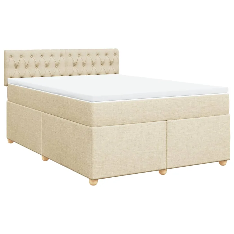 Sommier à lattes de lit avec matelas Crème 160x200 cm Tissu - 2