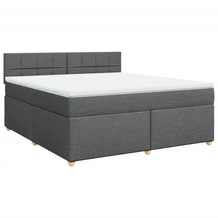 Sommier à lattes de lit avec matelas Gris foncé 180x200cm Tissu - 2