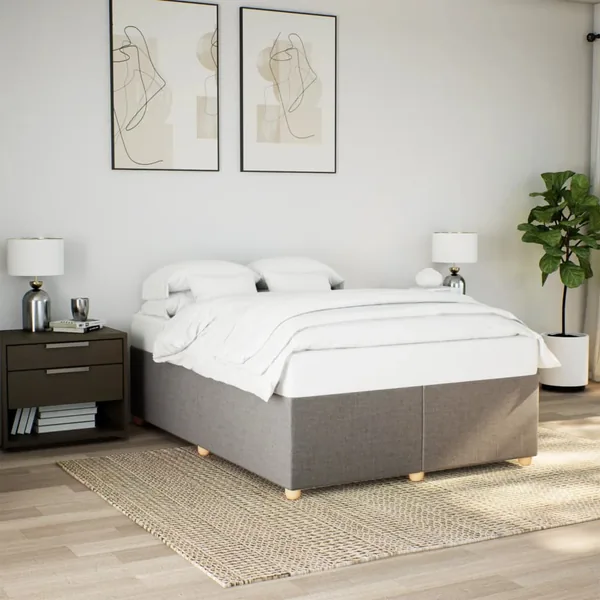 Cadre de lit sans matelas taupe 140x190 cm tissu