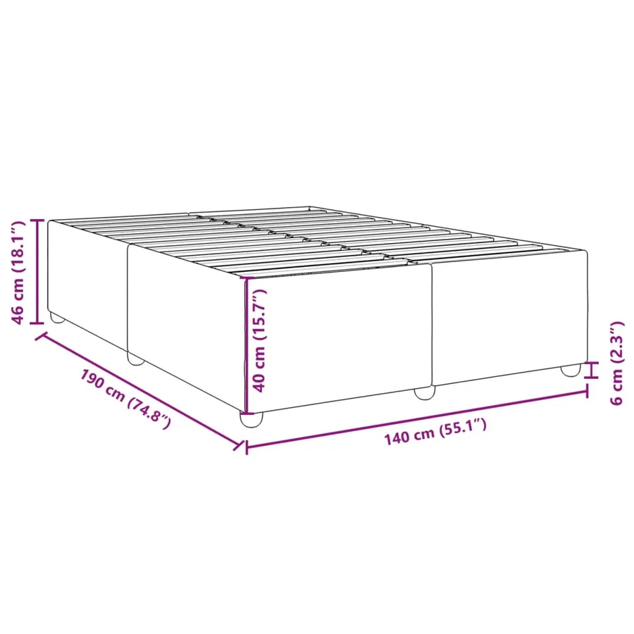 Cadre de lit sans matelas taupe 140x190 cm tissu - 9