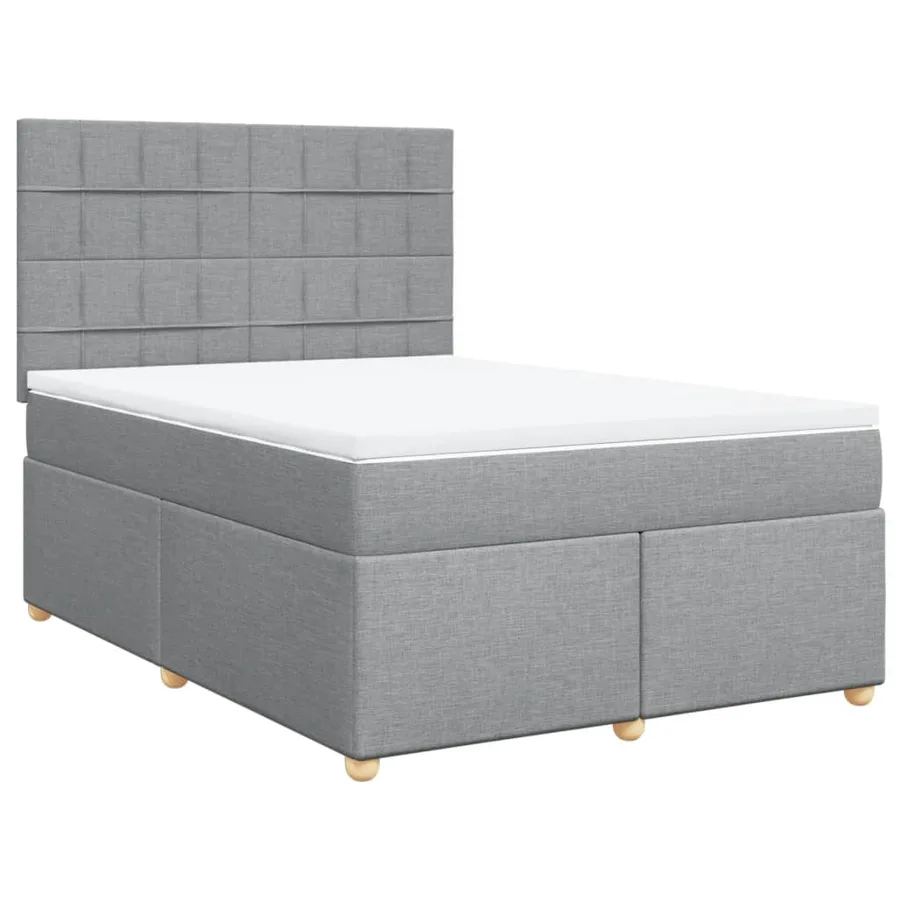 Sommier à lattes de lit avec matelas Gris clair 140x190cm Tissu - 2