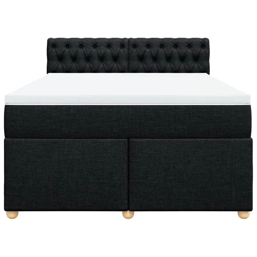 Sommier à lattes de lit avec matelas Noir 140x190 cm Tissu - 4