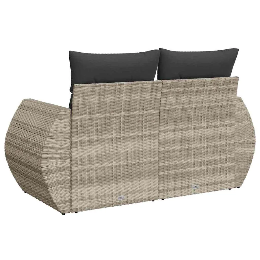Canapé de jardin 2 places et coussins gris clair résine tressée - 6