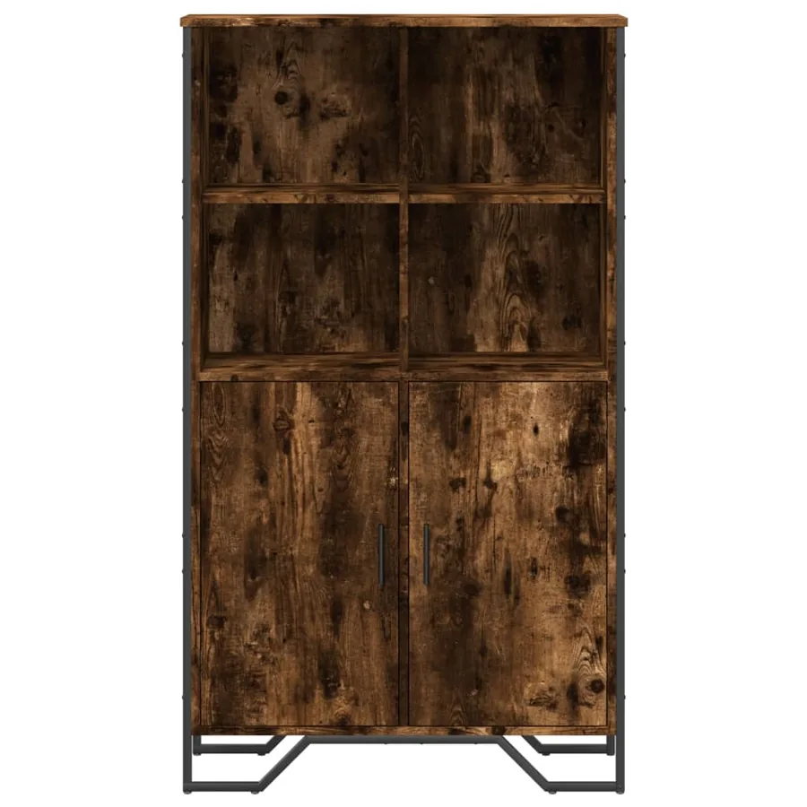 Buffet haut chêne fumé 79,5x35,5x137,5 cm bois d'ingénierie - 4