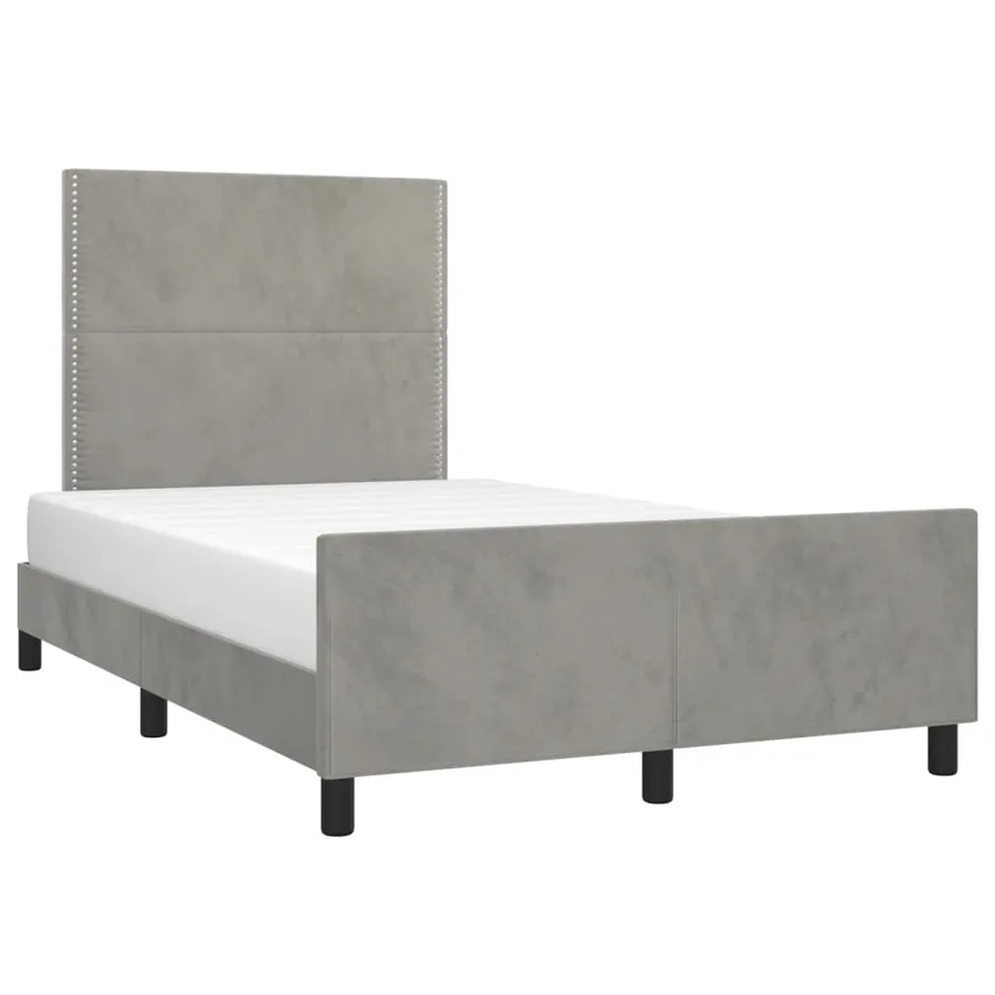 Cadre de lit sans matelas gris clair 120x200 cm velours - 3