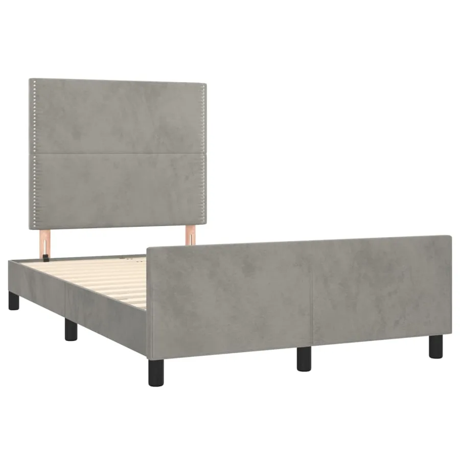 Cadre de lit sans matelas gris clair 120x200 cm velours - 4