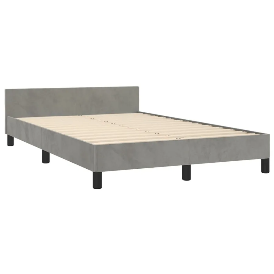 Cadre de lit sans matelas gris clair 120x200 cm velours - 5