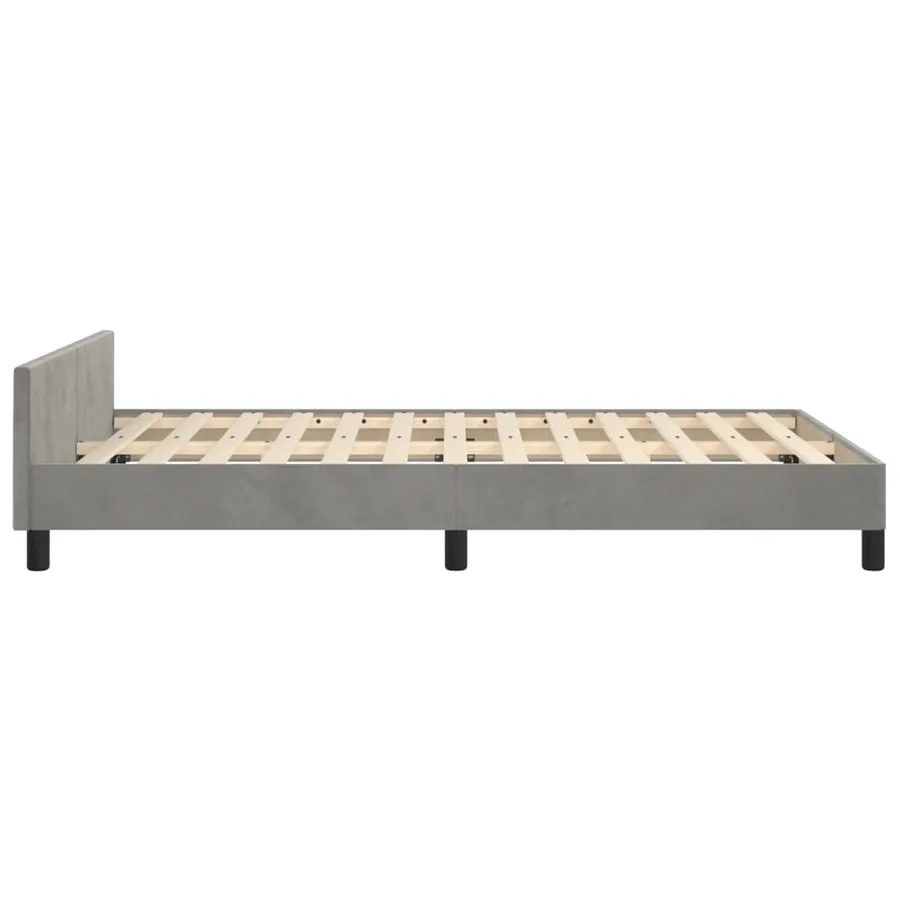 Cadre de lit sans matelas gris clair 120x200 cm velours - 7