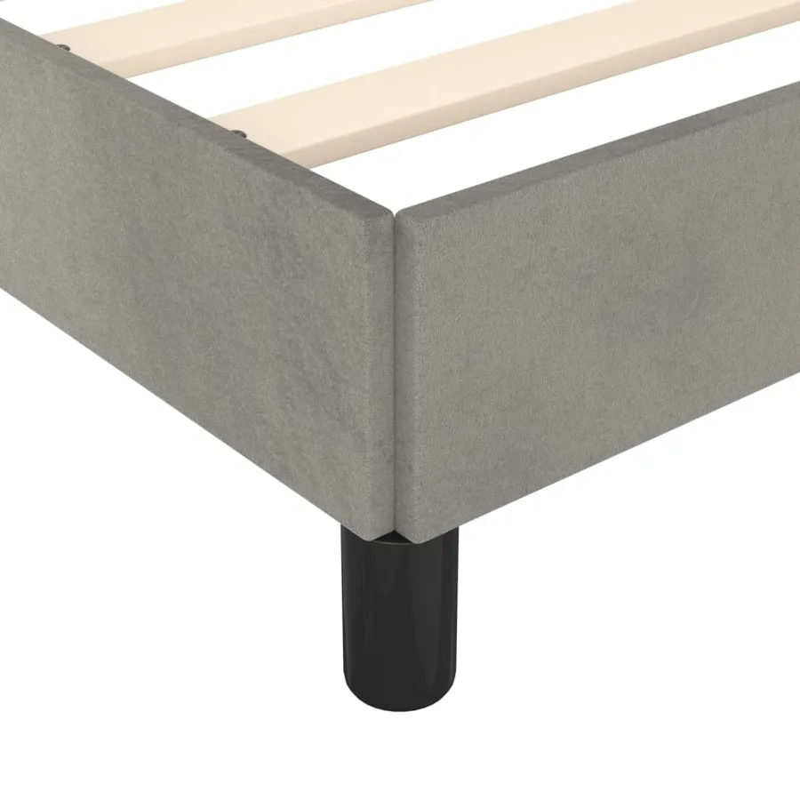 Cadre de lit sans matelas gris clair 120x200 cm velours - 8