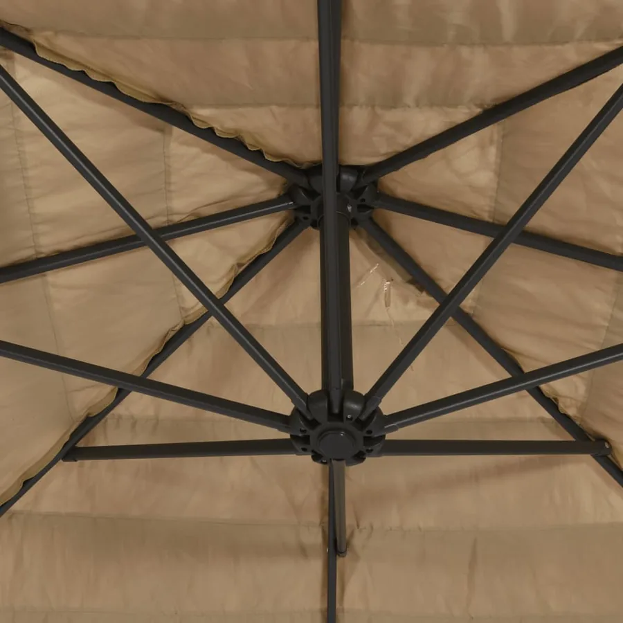 Parasol de jardin avec LED et mât en acier marron 248x248x248cm - 10