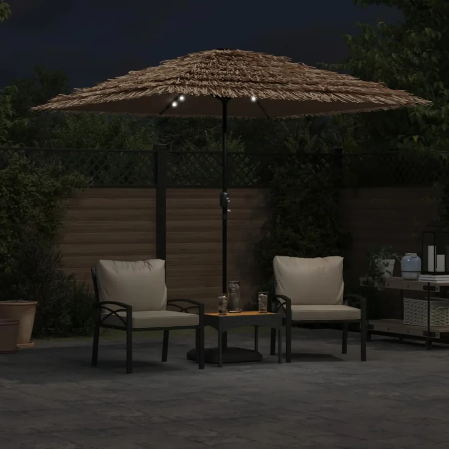 Parasol de jardin avec LED et mât en acier marron 248x248x248cm - 3