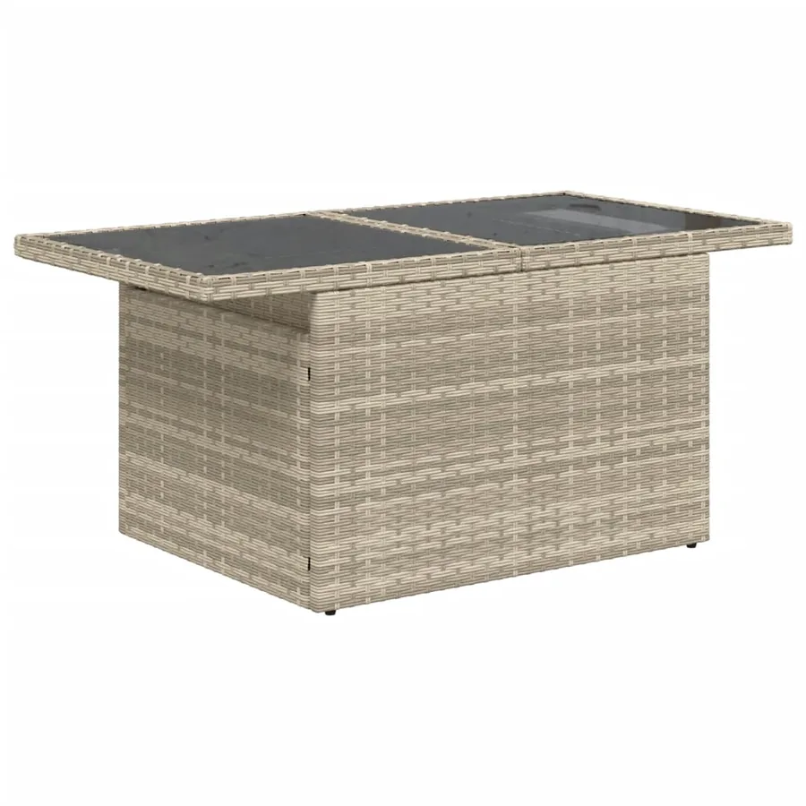 Table de jardin dessus en verre gris clair 100x55x73 cm rotin - 4