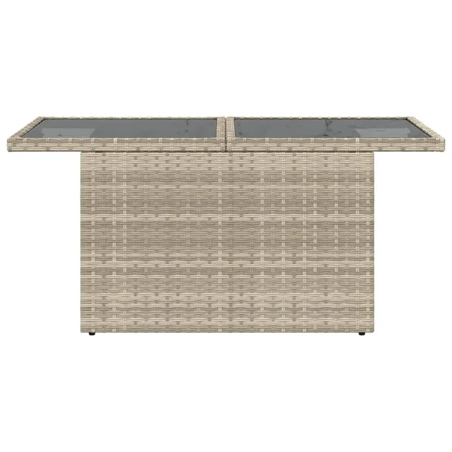 Table de jardin dessus en verre gris clair 100x55x73 cm rotin - 5