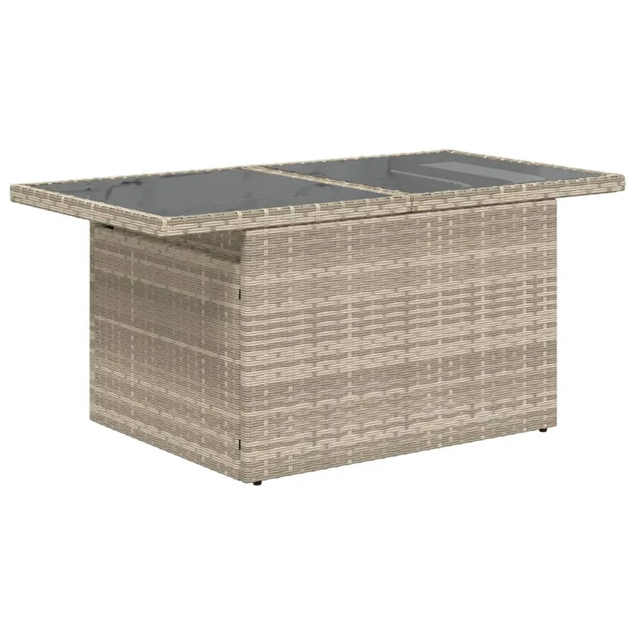 Table de jardin dessus en verre gris clair 100x55x73 cm rotin - 7