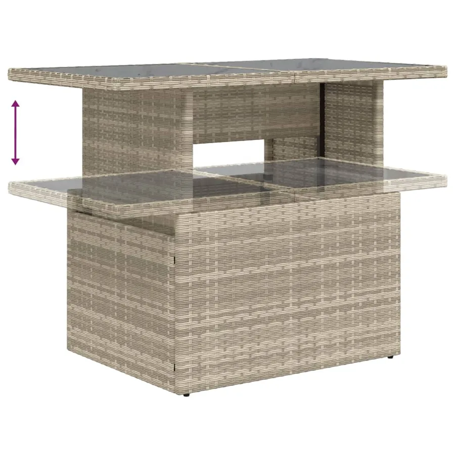 Table de jardin dessus en verre gris clair 100x55x73 cm rotin - 8