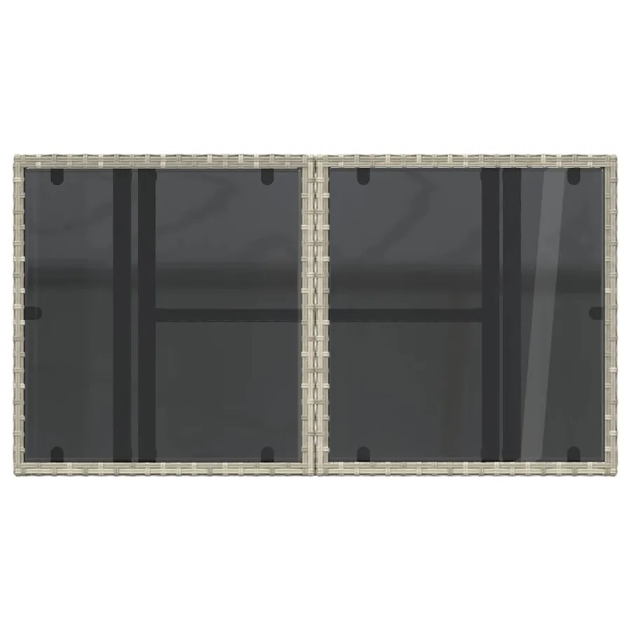 Table de jardin dessus en verre gris clair 100x55x73 cm rotin - 9