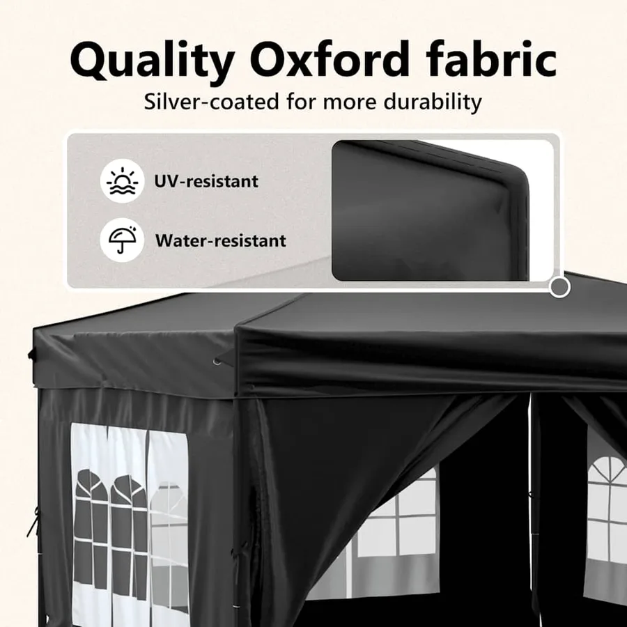 Tente de réception pliable avec parois Noir 3x3 m - 11