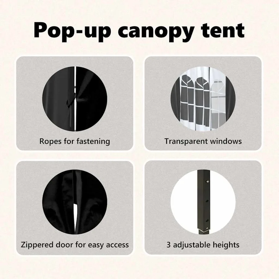 Tente de réception pliable avec parois Noir 3x3 m - 13