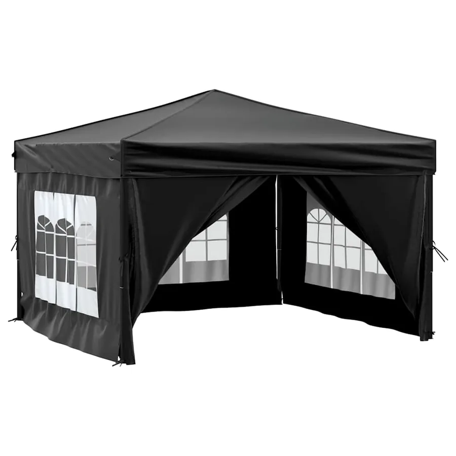 Tente de réception pliable avec parois Noir 3x3 m - 3