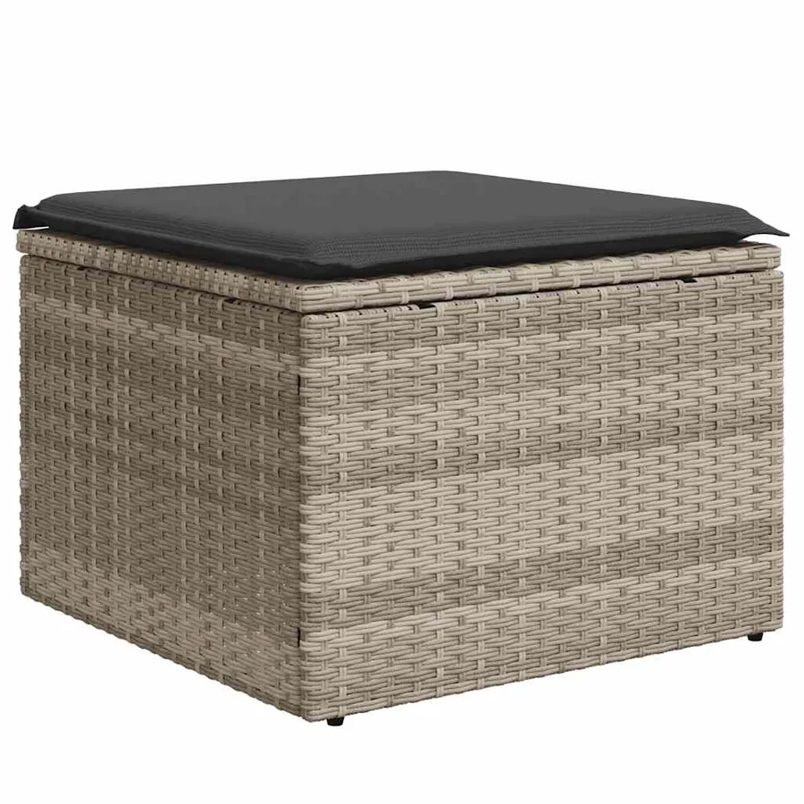 Salon de jardin 8 pcs avec coussins gris clair résine tressée - 7