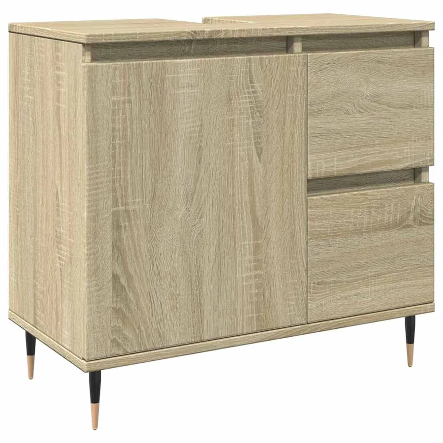 Armoire lavabo de salle de bain chêne sonoma bois d'ingénierie - 2