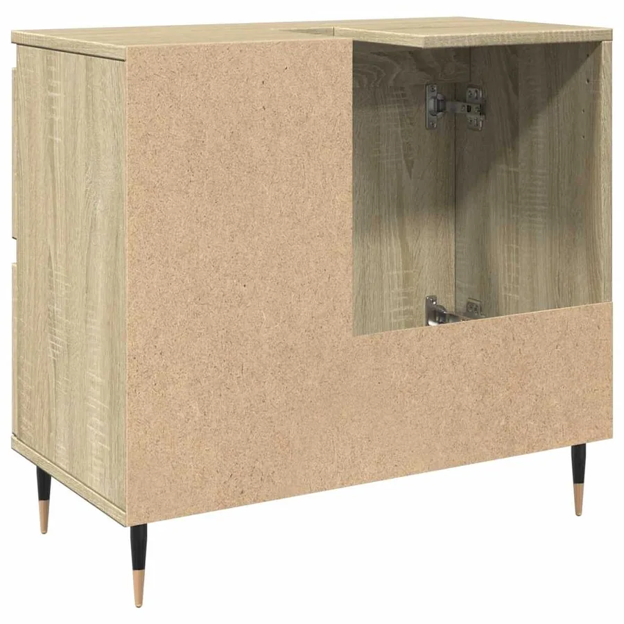 Armoire lavabo de salle de bain chêne sonoma bois d'ingénierie - 5