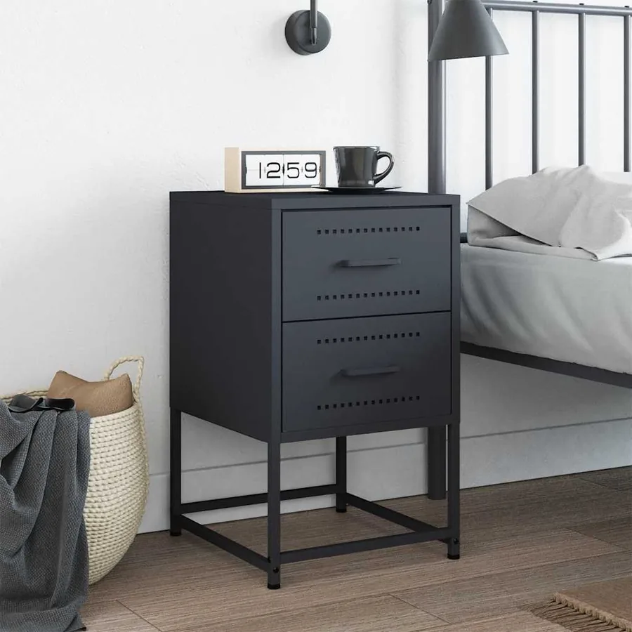 Table de chevet anthracite 36x39x60,5 cm acier - 3