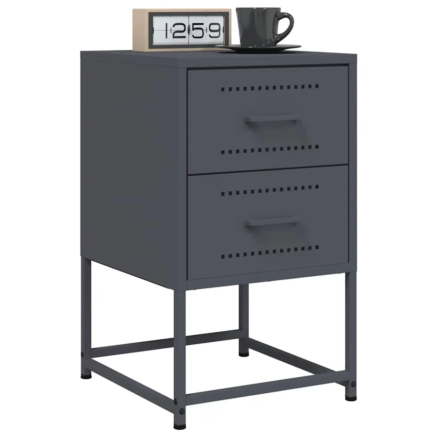 Table de chevet anthracite 36x39x60,5 cm acier - 4