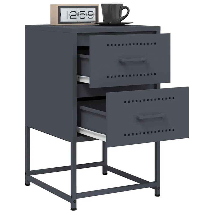 Table de chevet anthracite 36x39x60,5 cm acier - 5