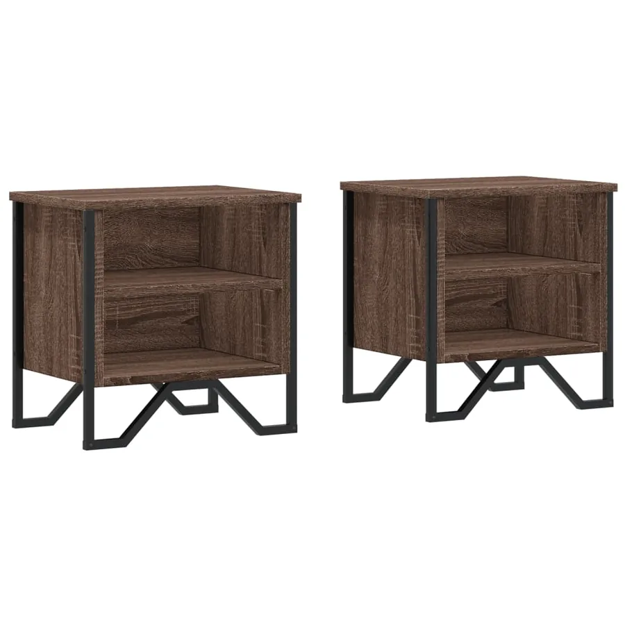 Tables de chevet 2pcs chêne marron 40x30x40cm bois d'ingénierie - 2